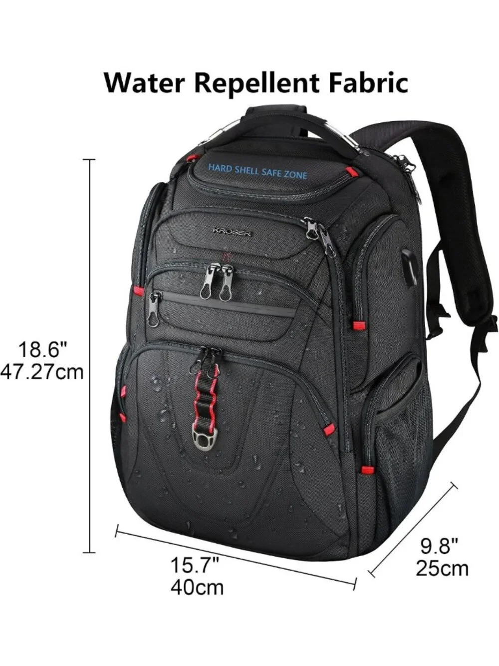 Water-Repellent Travel Laptop Backpack 17.3” with RFID & USB Port - XL College